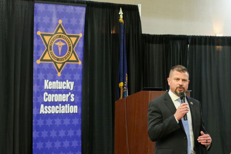 Nicolai Jilek, Commissioner of the KY Dept of Criminal Justice Training Visits the 2024 Kentucky Coroner’s Conference