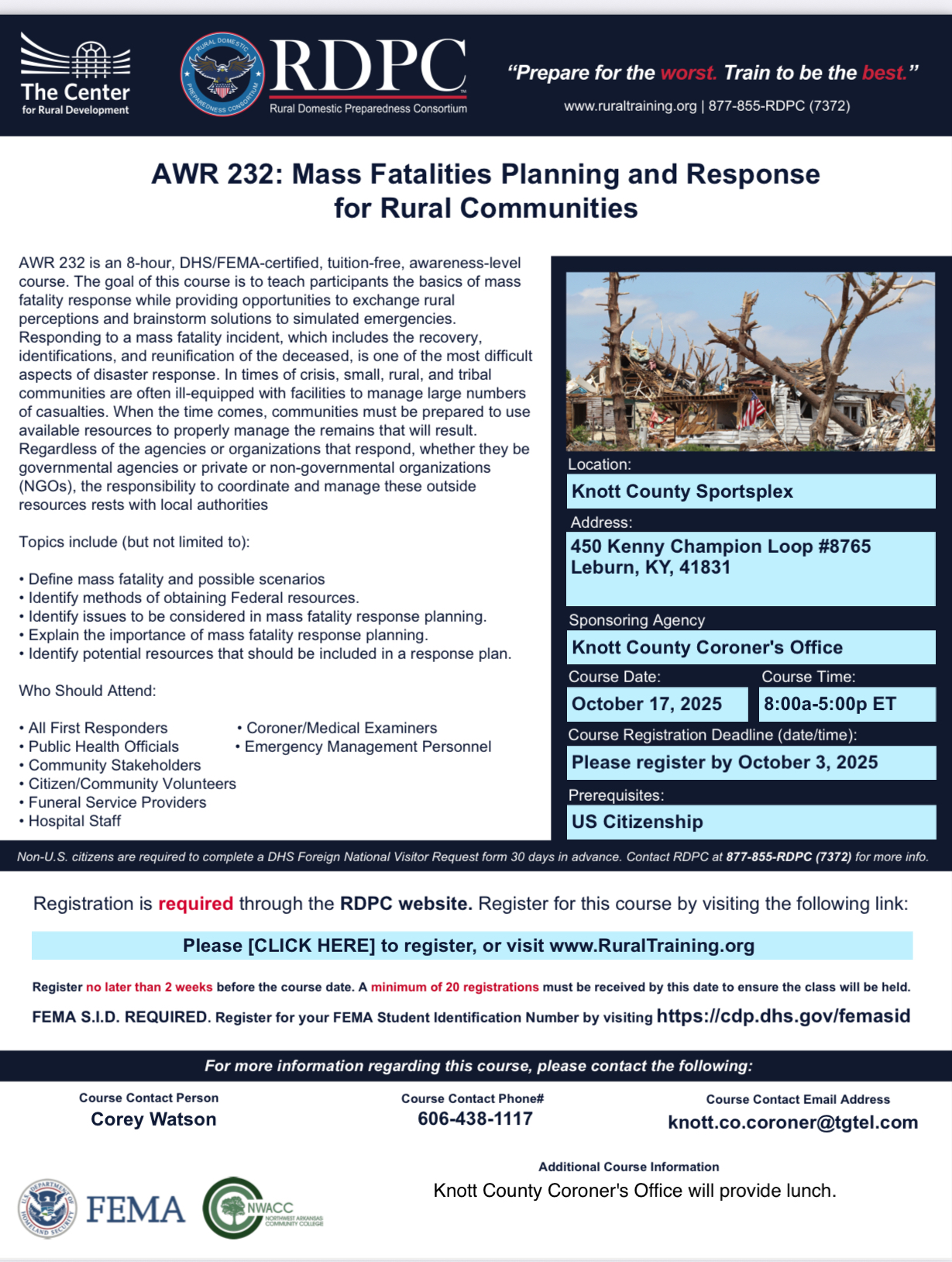 Mass Fatality Planning & Response for Rural Communities